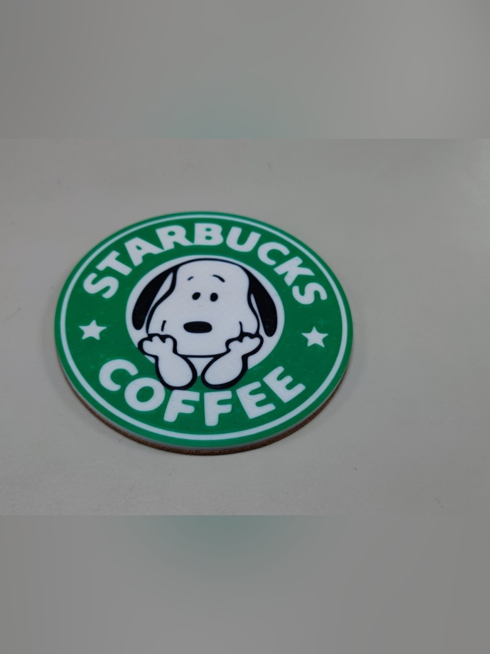 Starbucks Green and White Dog Coaster with Cartoon Pup